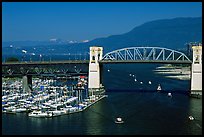 Burrard Bridge and mountains. Vancouver, British Columbia, Canada