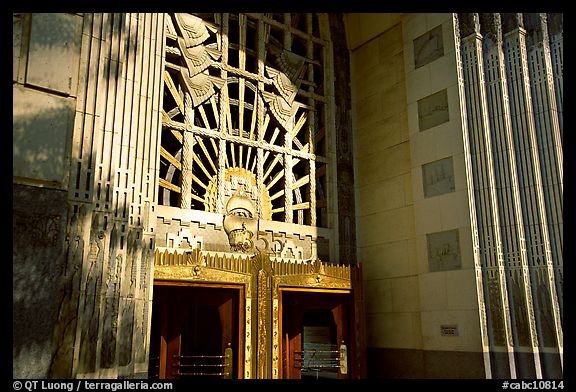 Ornate art deco Marine Building entrance. Vancouver, British Columbia, Canada (color)