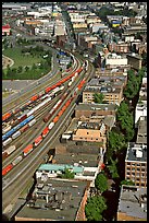 Downtown and railroad from above. Vancouver, British Columbia, Canada (color)