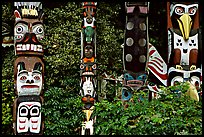 Totem collection, near the Capilano suspension bridge. Vancouver, British Columbia, Canada