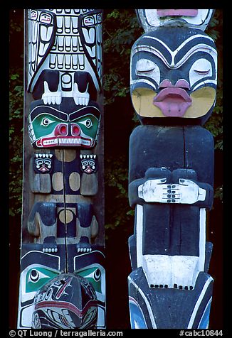 Two Totem sections, Stanley Park. Vancouver, British Columbia, Canada