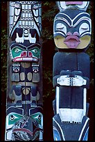 Two Totem sections, Stanley Park. Vancouver, British Columbia, Canada