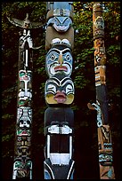 Three totems, Stanley Park. Vancouver, British Columbia, Canada