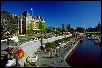 Inner harbor quay and Empress hotel. Victoria, British Columbia, Canada