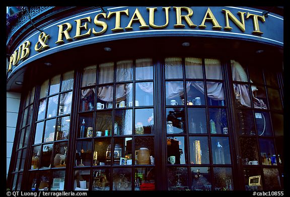 Pub and restaurant windows. Victoria, British Columbia, Canada (color)