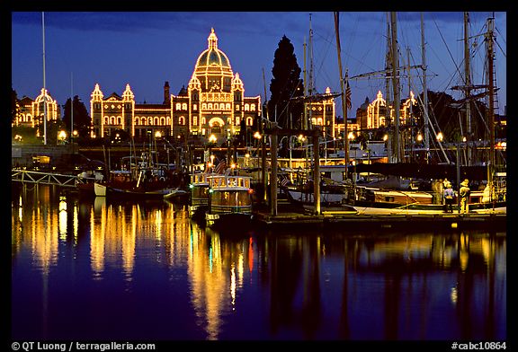 Inner harbor at night. Victoria, British Columbia, Canada (color)