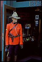 Mannequin representing a Canadian police at the entrance of a store. Victoria, British Columbia, Canada