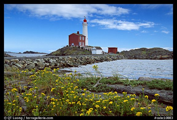 Flowers and Fisgard Lighthouse. Victoria, British Columbia, Canada (color)