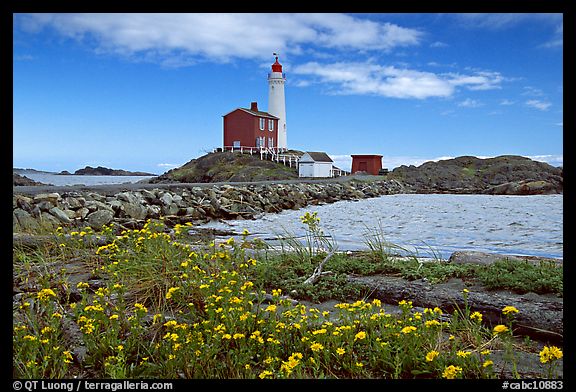 Flowers and Fisgard Lighthouse. Victoria, British Columbia, Canada