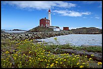 Flowers and Fisgard Lighthouse. Victoria, British Columbia, Canada (color)