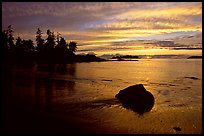 Rock and bay at sunset, Half-moon bay. Pacific Rim National Park, Vancouver Island, British Columbia, Canada