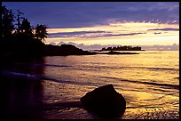 Rock and bay at sunset, Half-moon bay. Pacific Rim National Park, Vancouver Island, British Columbia, Canada