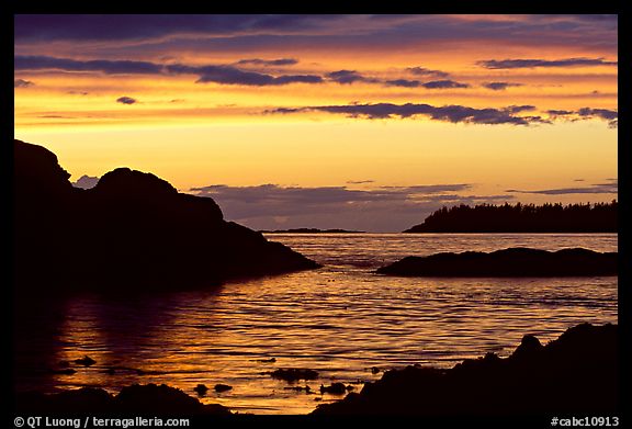 Sunset, Half-moon bay. Pacific Rim National Park, Vancouver Island, British Columbia, Canada (color)