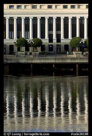 Buildings with columns and reflections. Victoria, British Columbia, Canada (color)