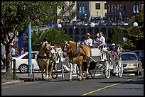 Horse carriagess on the street. Victoria, British Columbia, Canada (color)
