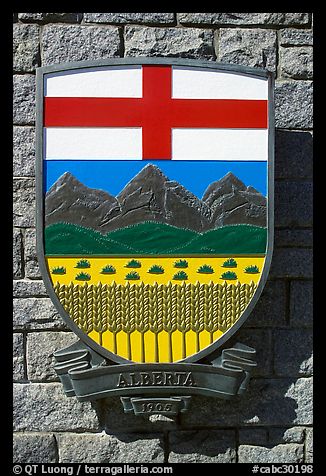 Shield of Alberta Province. Victoria, British Columbia, Canada (color)