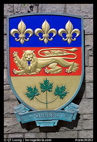 Shield of Quebec Province. Victoria, British Columbia, Canada