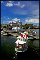 Harbor Ferry with Canadian flag. Victoria, British Columbia, Canada