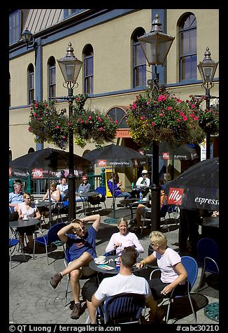 Outdoor cafe terrace, Bastion Square. Victoria, British Columbia, Canada (color)