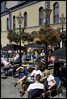 Outdoor cafe terrace, Bastion Square. Victoria, British Columbia, Canada