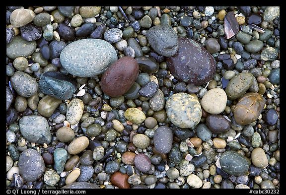 Pebbles, South Beach. Pacific Rim National Park, Vancouver Island, British Columbia, Canada (color)