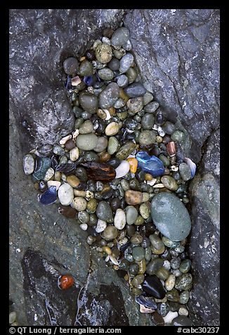 Pebbles and rock, South Beach. Pacific Rim National Park, Vancouver Island, British Columbia, Canada