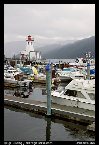 Harbour and lighthouse, Port Alberni. Vancouver Island, British Columbia, Canada (color)