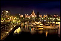 Inner harbor and parliament at night. Victoria, British Columbia, Canada