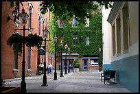 Alley with street lamps, Bastion Square. Victoria, British Columbia, Canada (color)