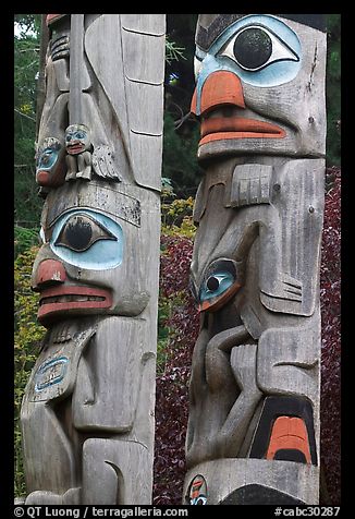 Totem poles, Thunderbird Park. Victoria, British Columbia, Canada