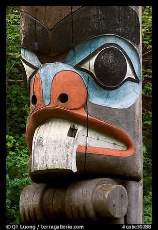 Picture/Photo: Totem pole detail, Thunderbird Park. Victoria, British ...