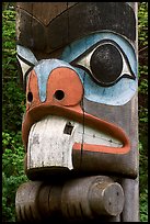 Totem pole detail, Thunderbird Park. Victoria, British Columbia, Canada (color)