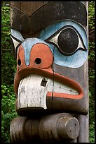 Totem pole detail, Thunderbird Park. Victoria, British Columbia, Canada