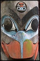 Totem pole detail, Thunderbird Park. Victoria, British Columbia, Canada