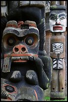 Totem poles in Thunderbird Park. Victoria, British Columbia, Canada