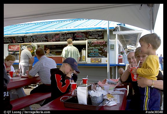 Fish and chips eatery on Fisherman's wharf. Victoria, British Columbia, Canada