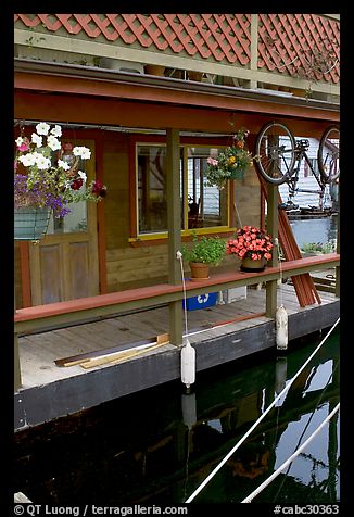 Houseboat porch. Victoria, British Columbia, Canada (color)