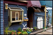 Houseboat window and propane tanks. Victoria, British Columbia, Canada