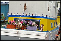 Houseboat decorated with a monkey theme. Victoria, British Columbia, Canada