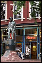 Statue and cafe in Gastown. Vancouver, British Columbia, Canada ( color)