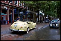 Classic cars in Water Street. Vancouver, British Columbia, Canada