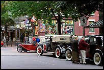 Classic cars in Water Street. Vancouver, British Columbia, Canada
