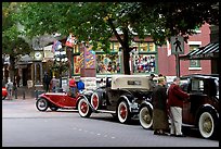 Classic cars in Water Street. Vancouver, British Columbia, Canada ( color)