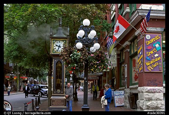 Steam clock in Water Street. Vancouver, British Columbia, Canada (color)