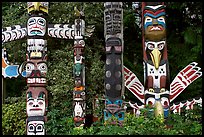 Totem collection near the Capilano bridge. Vancouver, British Columbia, Canada