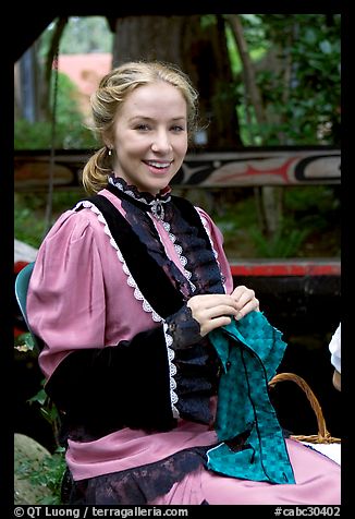 Woman in period costume. Vancouver, British Columbia, Canada (color)