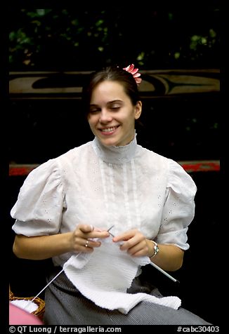 Woman in period costume. Vancouver, British Columbia, Canada