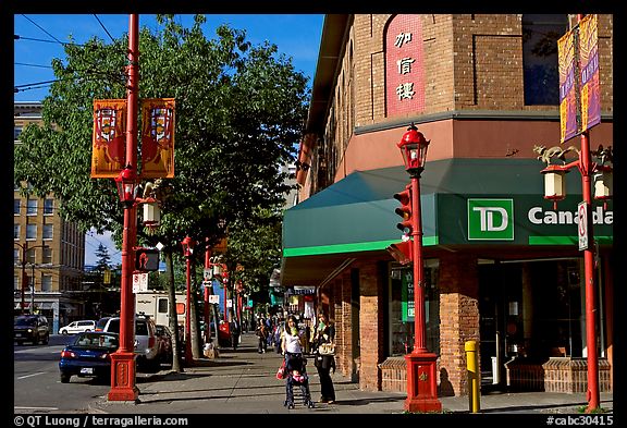 Chinatown street corner. Vancouver, British Columbia, Canada (color)