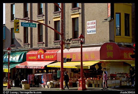 Chinatown street corner. Vancouver, British Columbia, Canada (color)