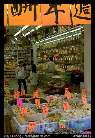 Store selling traditional medicine in Chinatown. Vancouver, British Columbia, Canada (color)